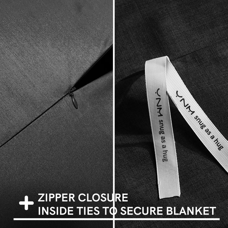 YnM Exclusive Cooling Duvet Cover for Weighted Blankets with 16 Strings (Dark Grey, 60"x80") - Image 3